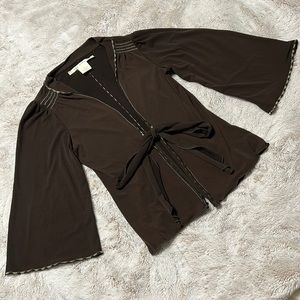 Max Studio brown tie blouse